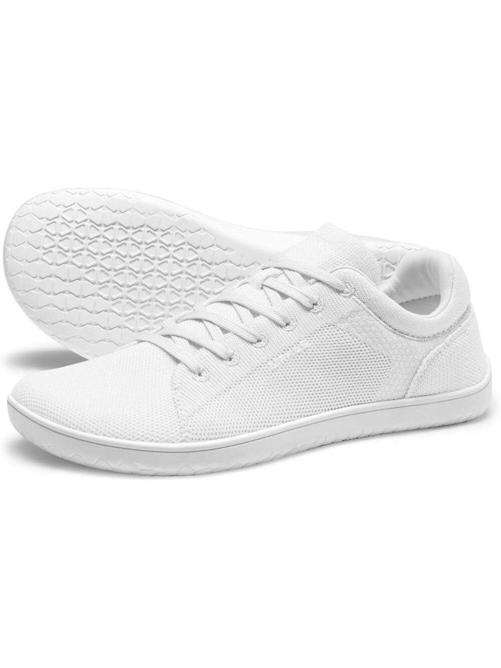 Women's White Knit Minimalist Barefoot Zero Drop Comfort Casual Walking Sneakers